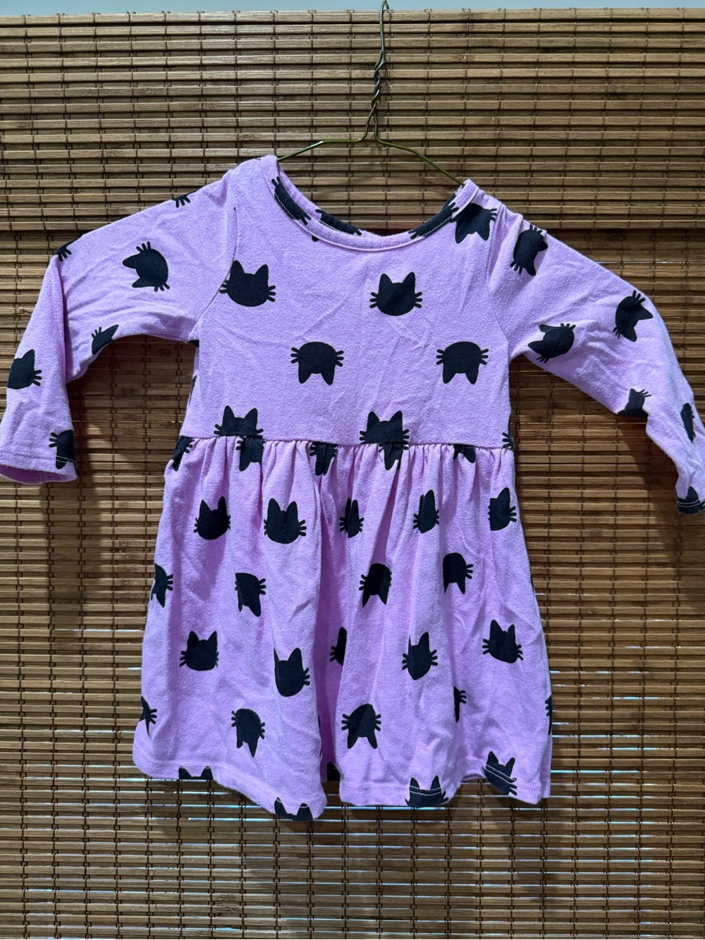 Cat and Jack Kids Purple Cat-Print Long Sleeve Dress